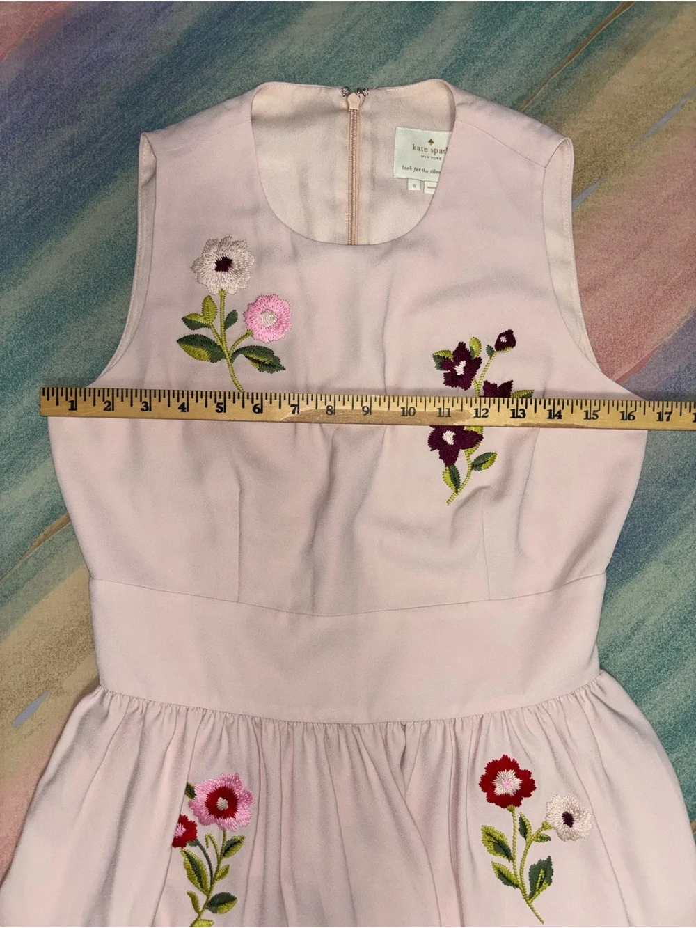 Kate Spade Floral Embroidered Dress in Rose Dew size 6